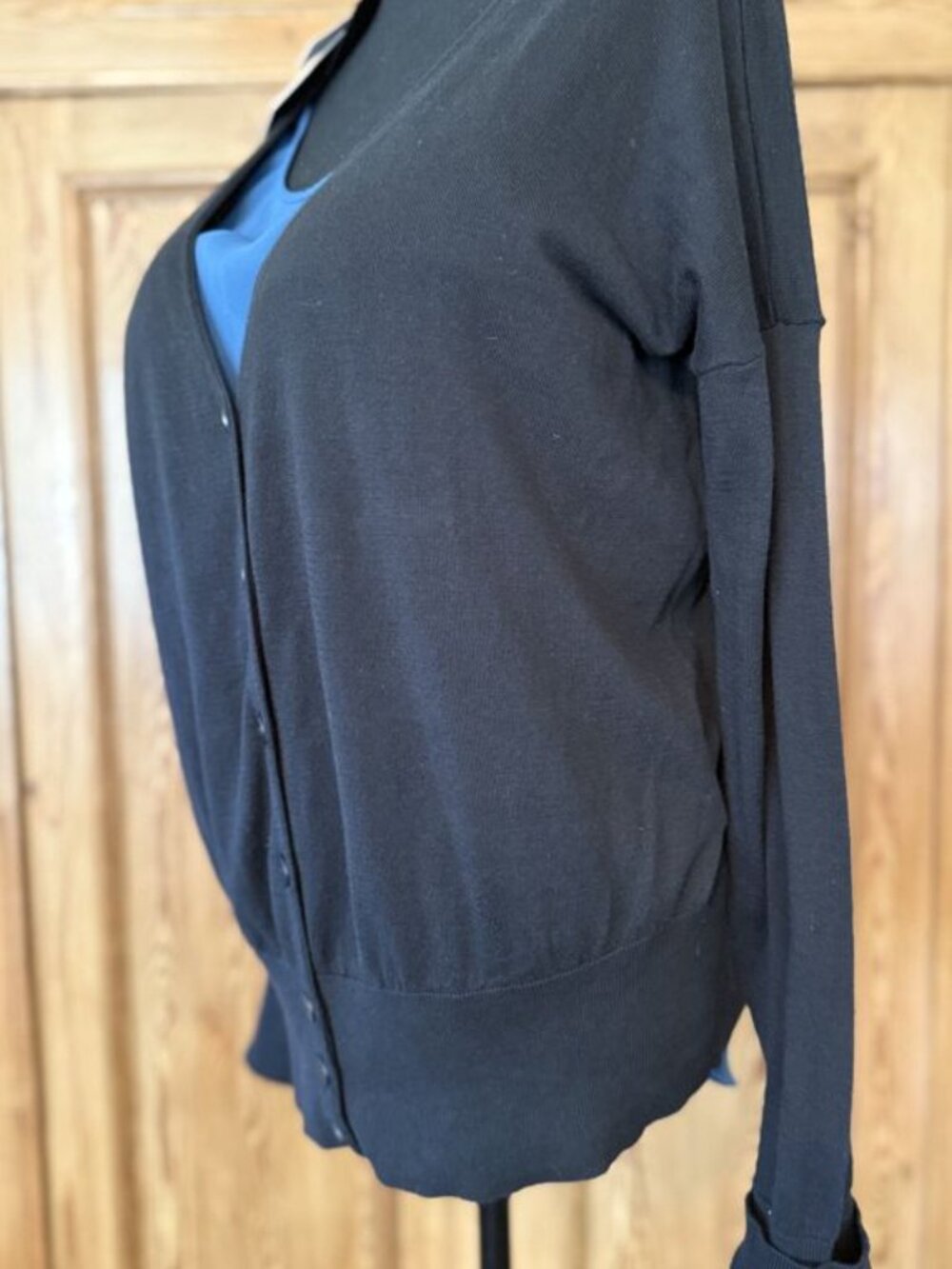 Navy Cotton Button-Front Cardigan Size XL - Picture 4 of 5